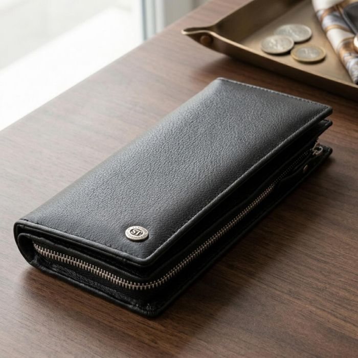 Вертикальный кошелек кожаный женский ST Leather 19274 черный
