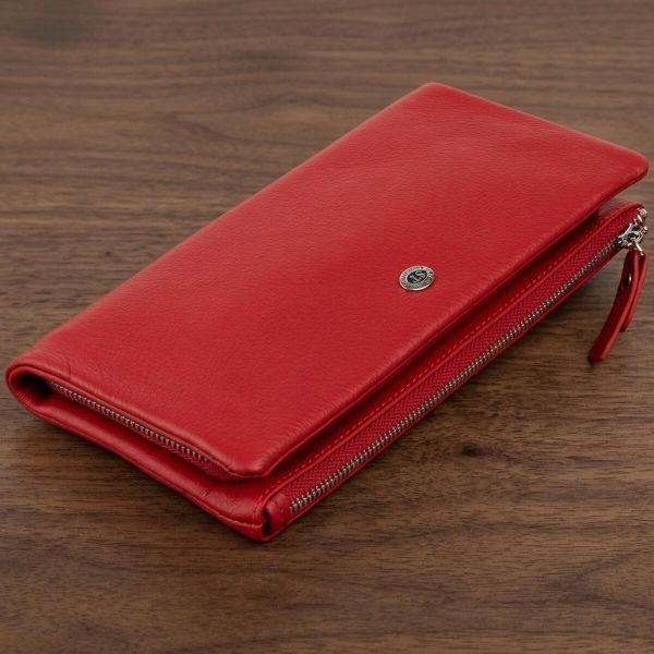 Кошелек-клатч из кожи с карманом для мобильного ST Leather 19315 красный