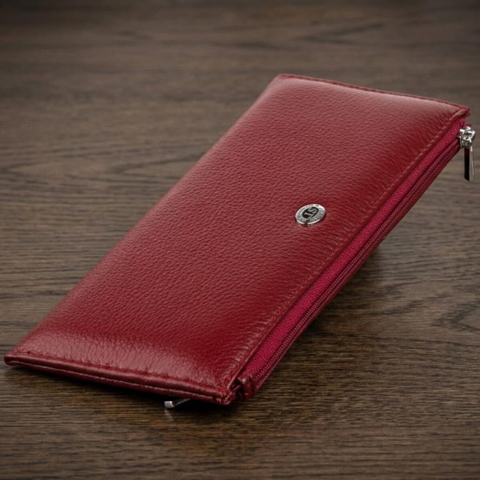 Горизонтальный тонкий кошелек из кожи женский ST Leather 19326 бордовый