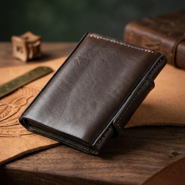 Портмоне вертикальне з хлястиком на магніті на одне відділення Grande Pelle 11305 коричневе
