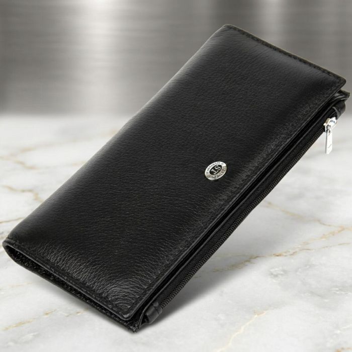Практичний жіночий шкіряний гаманець ST Leather 19378 чорний