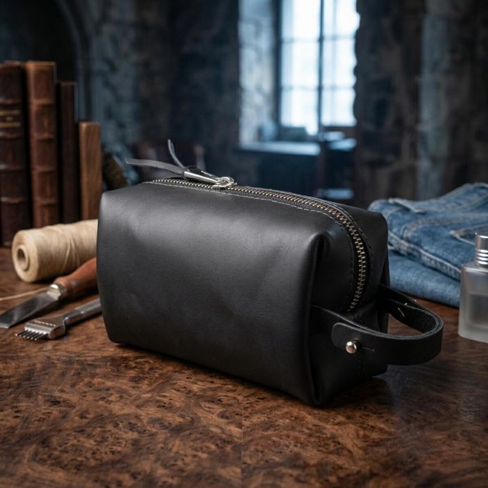 Шкіряна косметичка для чоловіків Grande Pelle 11507 чорний