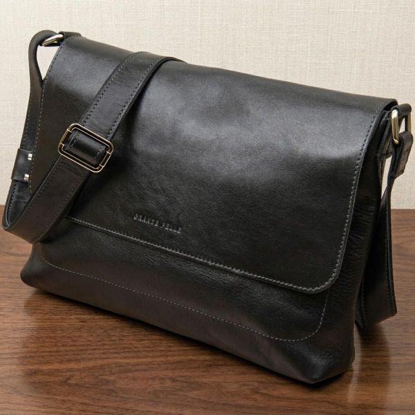 Кожаная мужская прямоугольная сумка Grande Pelle 11429 черный