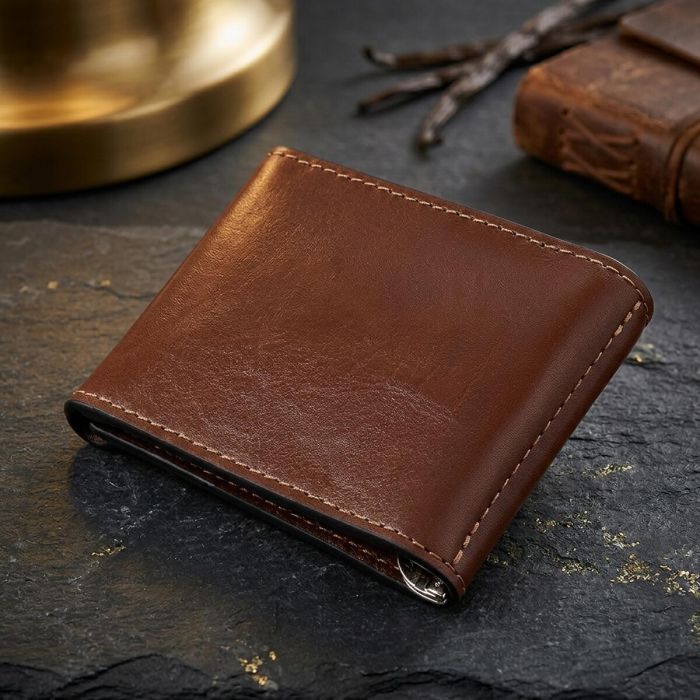 Чоловічий затиск для грошей Grande Pelle 11522 коричневий