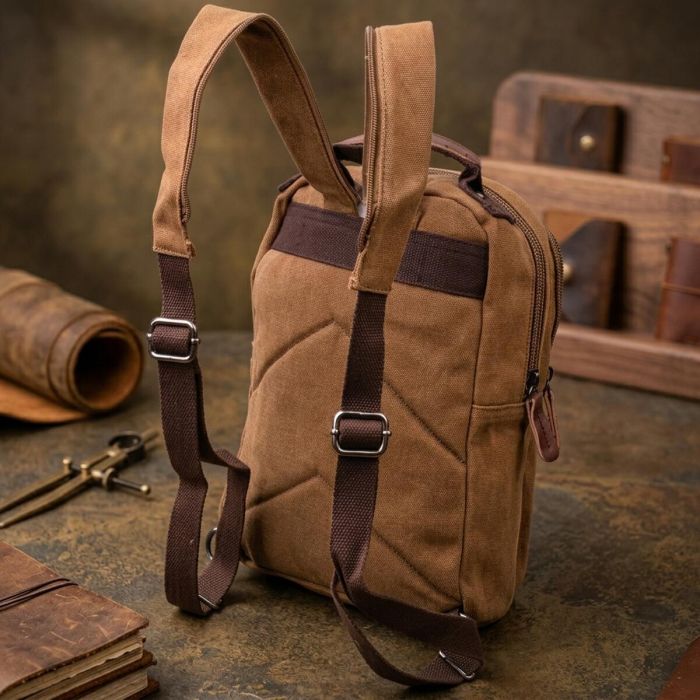 Зручний рюкзак з текстилю 21257 Vintage коричневий
