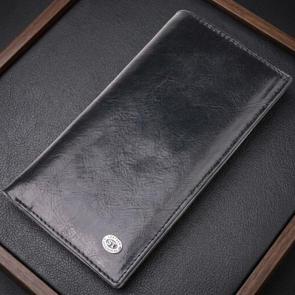 Вертикальний гаманець для чоловіків із натуральної шкіри ST Leather 19420 чорний