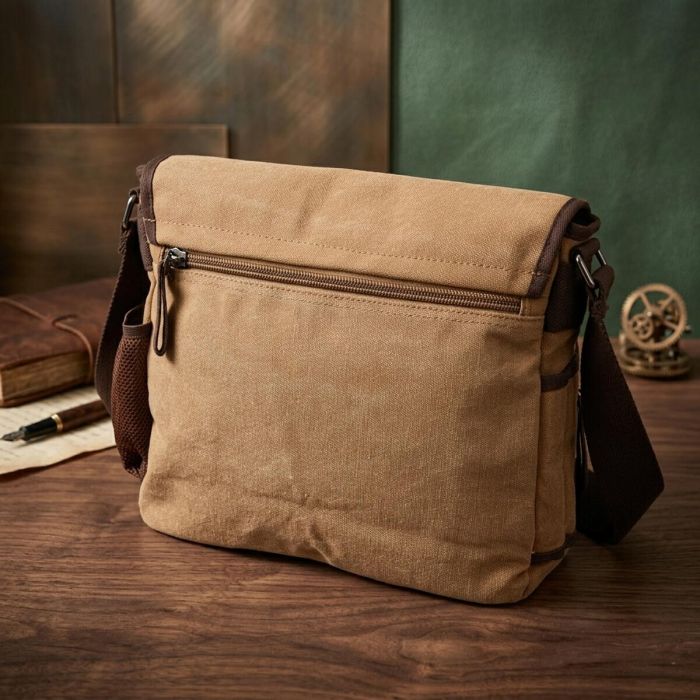 Містка текстильна сумка для ноутбука 13" через плече Vintage 22201коричнева