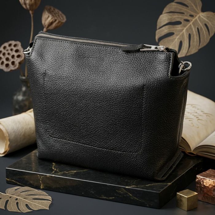 Якісна жіноча сумка з натуральної шкіри Grande Pelle 11655 чорна