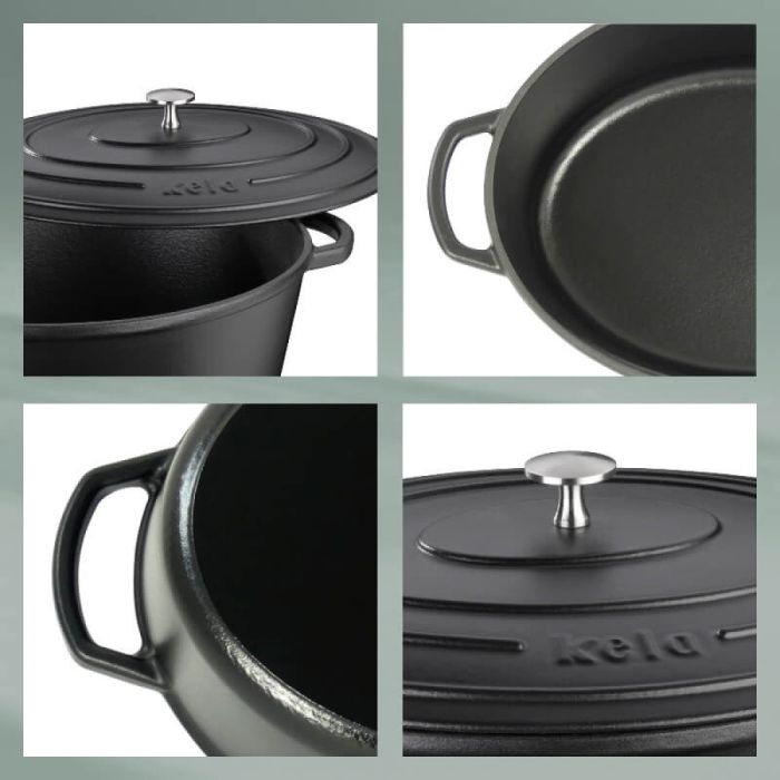 Гусятниця чавунна з кришкою KELA Calido  (12473) 33х26х12 см 6 л чорна