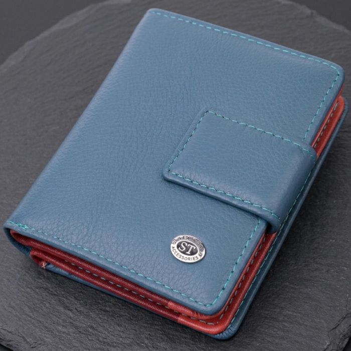 Небольшой женский кошелек из натуральной кожи ST Leather 19435 бирюзовый