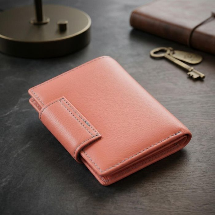 Гаманець з натуральної шкіри для жінок з цікавою монетницею ST Leather 19447 помаранчевий