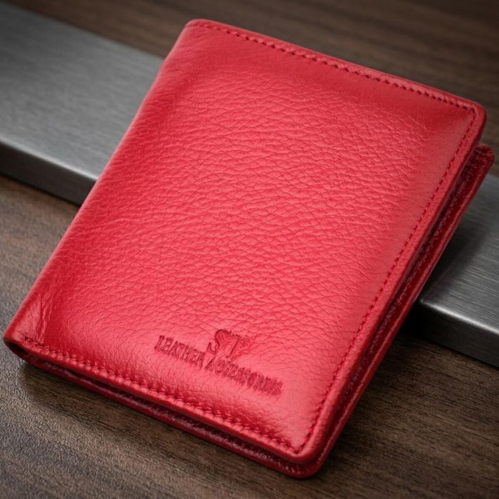 Яскравий жіночий гаманець із натуральної шкіри ST Leather 19465 червоний