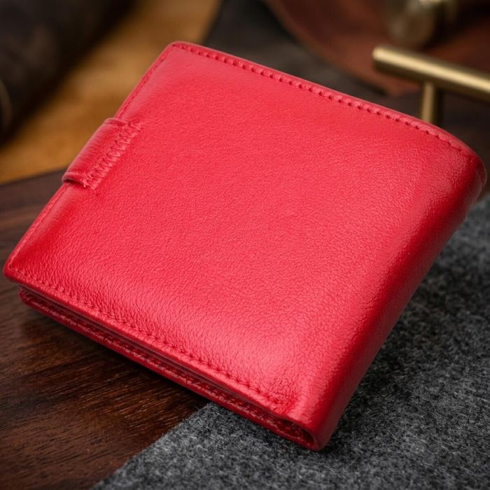 Яскраве жіноче портмоне з блоком для карт з натуральної шкіри ST Leather 19471 червоне