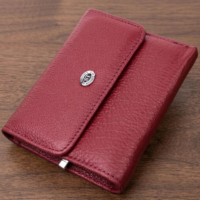 Шкіряний жіночий гаманець із монетницею ST Leather 19480 бордовий