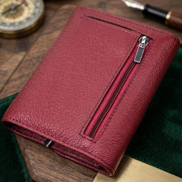 Шкіряний жіночий гаманець із монетницею ST Leather 19480 бордовий