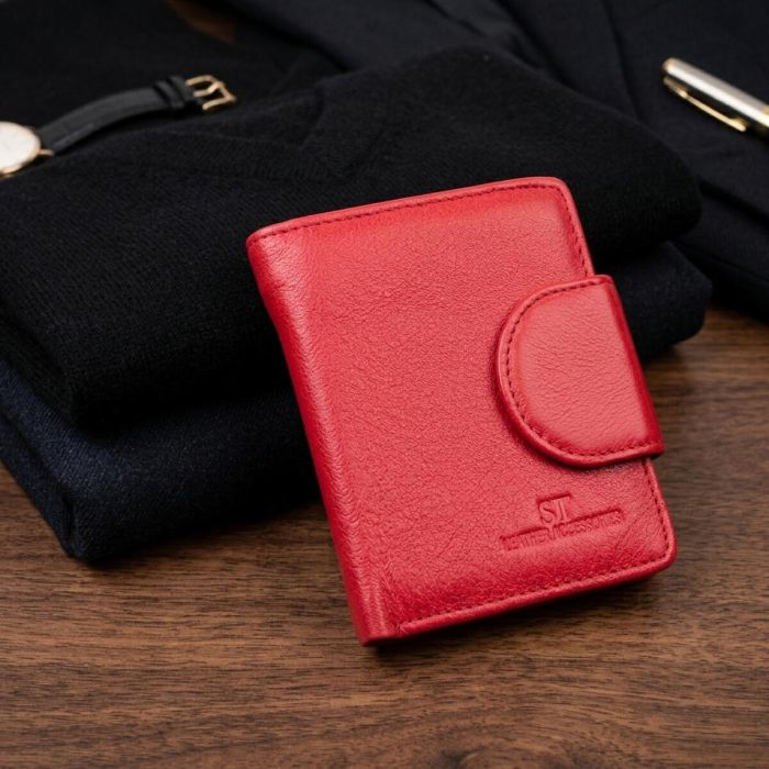 Яркий женский кошелек вертикального типа из натуральной кожи ST Leather 22453 красный