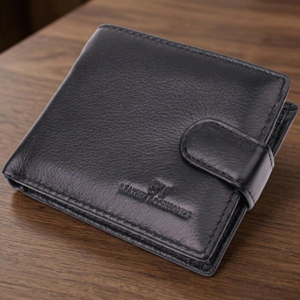 Гаманець для чоловіків зручного розміру з натуральної шкіри ST Leather 22463 чорний