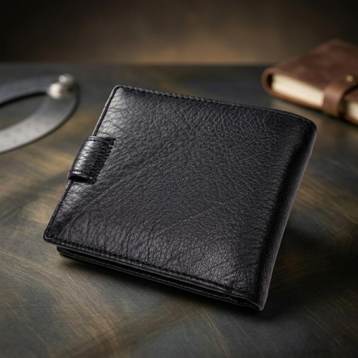 Мужской кошелек среднего размера из натуральной кожи ST Leather 22484 черный
