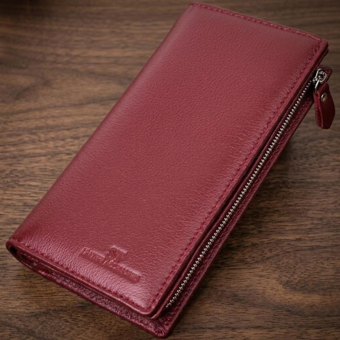 Современный кошелек-клатч для стильных женщин из натуральной кожи ST Leather 22534 бордовый