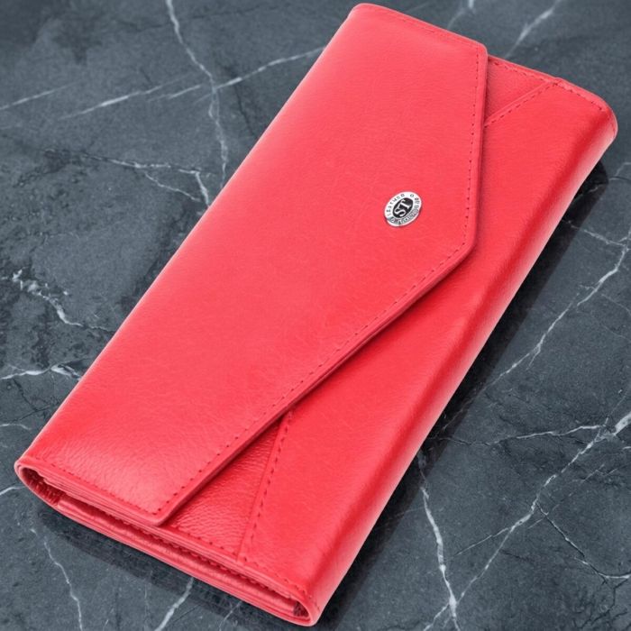 Женский кошелек с геометрическим клапаном из натуральной кожи ST Leather 22545 красный