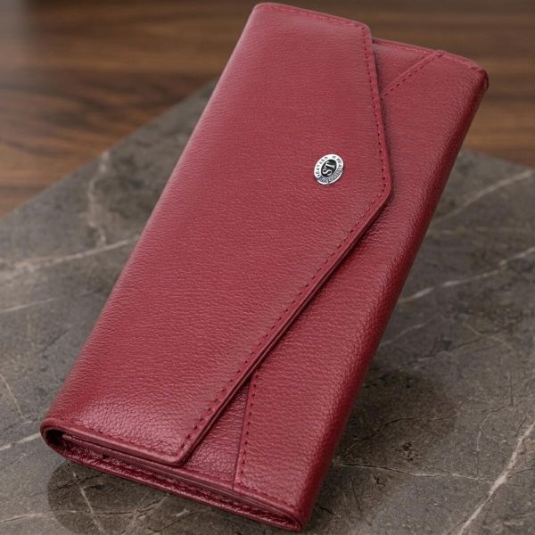 Кошелек для женщин из натуральной кожи с геометрическим клапаном ST Leather 22547 бордовый