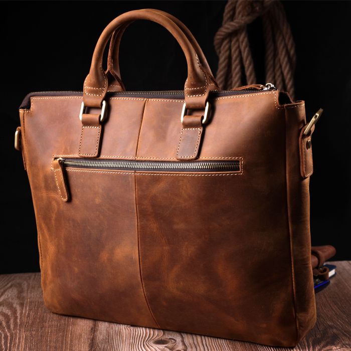 Стильный портфель в винтажном стиле из натуральной кожи Vintage 22673 коричневый