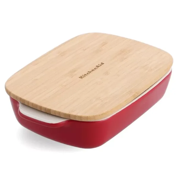 Форма для випічки з кришкою KitchenAid керамогранітна 24,1x15x6 см 0,9 л колір червоний (CC006104-001)