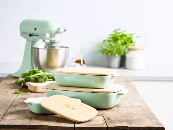 Форма для випічки з кришкою KitchenAid керамогранітна 24,1x15x6 см 0,9 л фісташковий колір (CC007424-001)