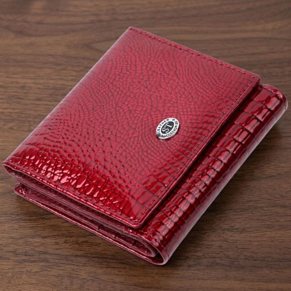 Компактный кошелек для женщин из натуральной кожи лакированной ST Leather 22687 красный