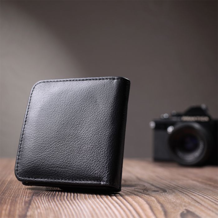 Компактный женский кошелек с карманом для монет из натуральной кожи ST Leather 22690 черный