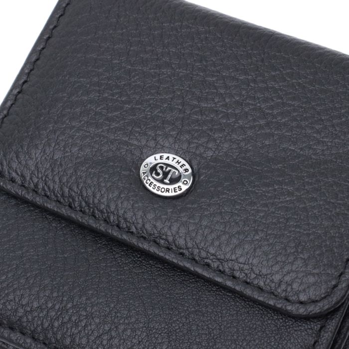 Компактный женский кошелек с карманом для монет из натуральной кожи ST Leather 22690 черный