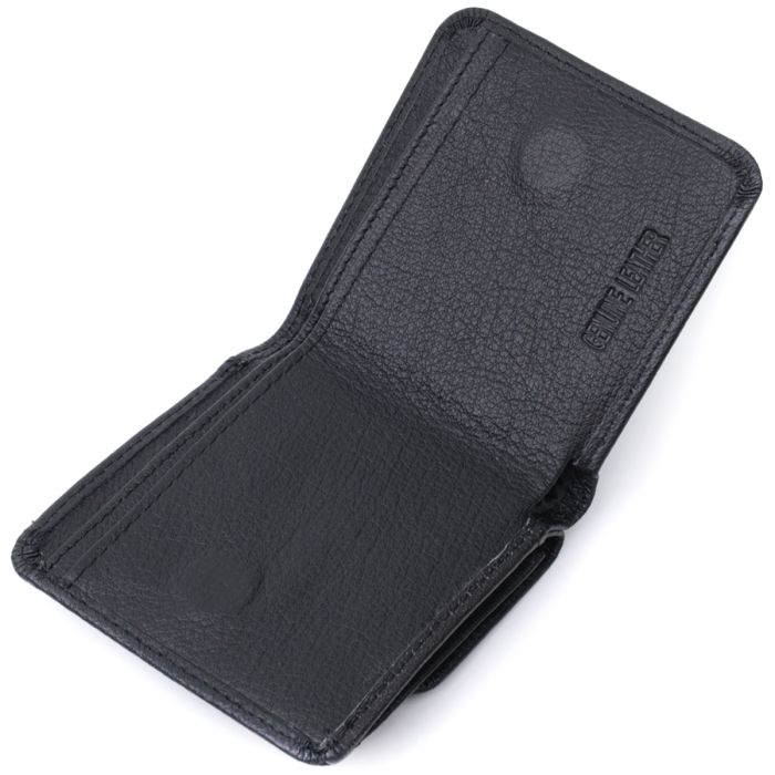 Компактный женский кошелек с карманом для монет из натуральной кожи ST Leather 22690 черный