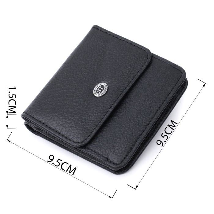 Компактный женский кошелек с карманом для монет из натуральной кожи ST Leather 22690 черный