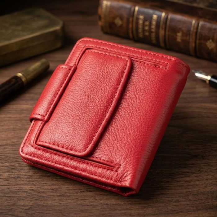 Вертикальний гаманець для яскравих жінок із натуральної шкіри ST Leather 22702 червоний