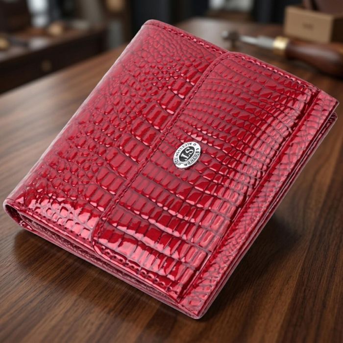 Фактурный женский кошелек из натуральной кожи ST Leather 22705 красный