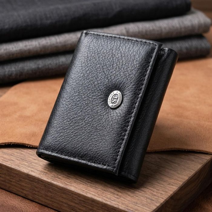 Невелике жіноче портмоне з монетницею з натуральної шкіри ST Leather 22730 чорне