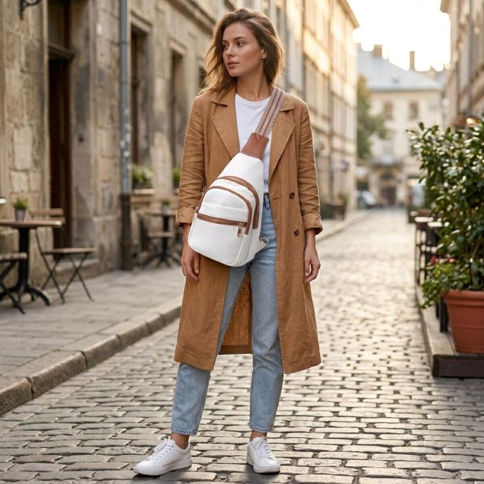 Стильна сумка жіноча з однією лямкою через плече з екошкіри Vintage 22757 біла