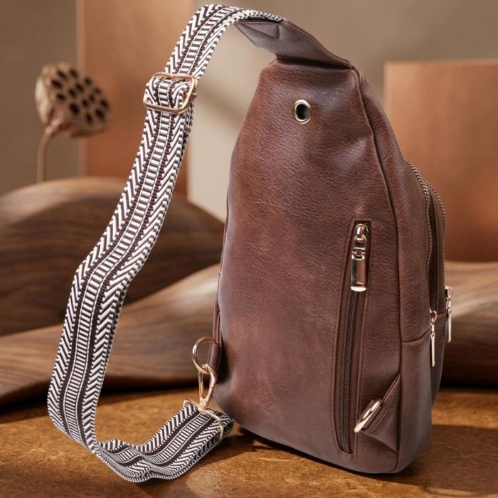 Модна жіноча сумка з однією лямкою через плече з екошкіри Vintage 22760 коричнева