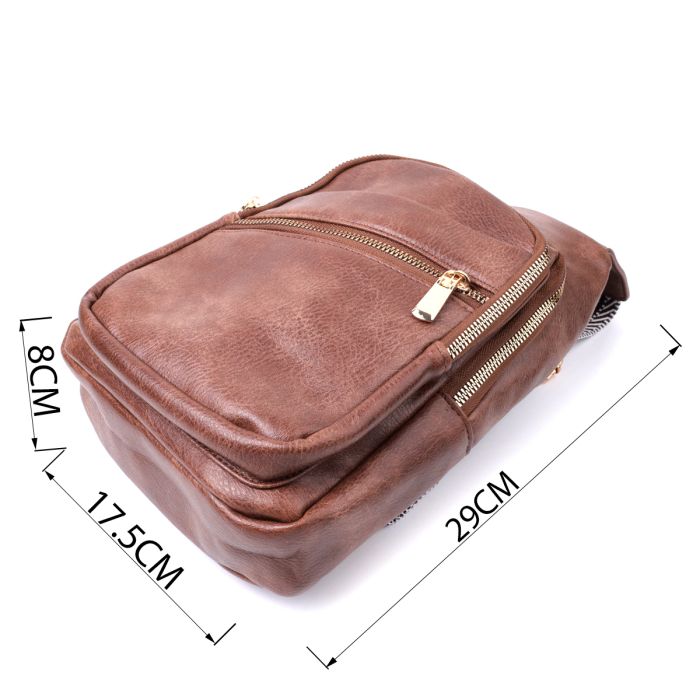 Модна жіноча сумка з однією лямкою через плече з екошкіри Vintage 22760 коричнева