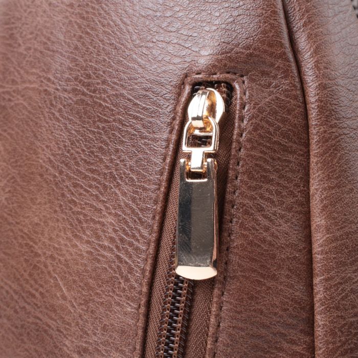 Модна жіноча сумка з однією лямкою через плече з екошкіри Vintage 22760 коричнева