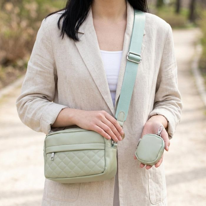 Стильна жіноча сумка крос-боді з монетницею з екошкіри Vintage 22797 фісташкова