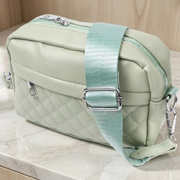 Стильна жіноча сумка крос-боді з монетницею з екошкіри Vintage 22797 фісташкова