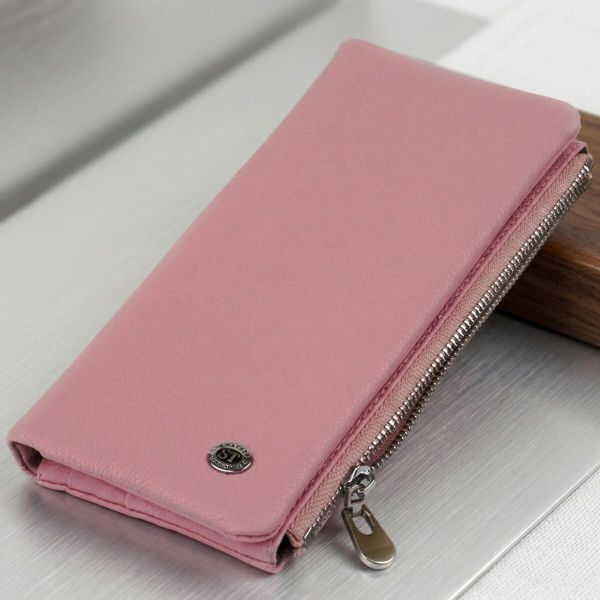 Вертикальний рожевий гаманець на кнопці жіночий ST Leather 19201