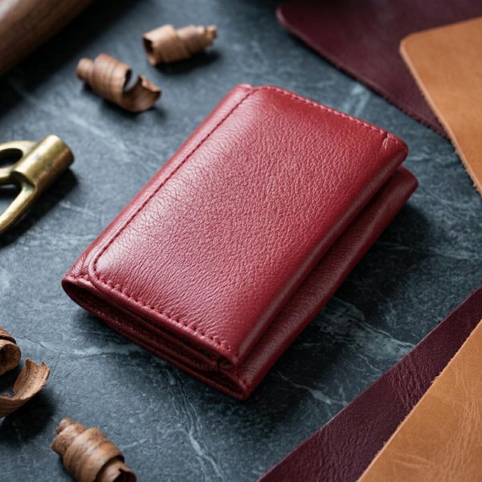Компактний жіночий гаманець із натуральної шкіри ST Leather 23073 бордовий