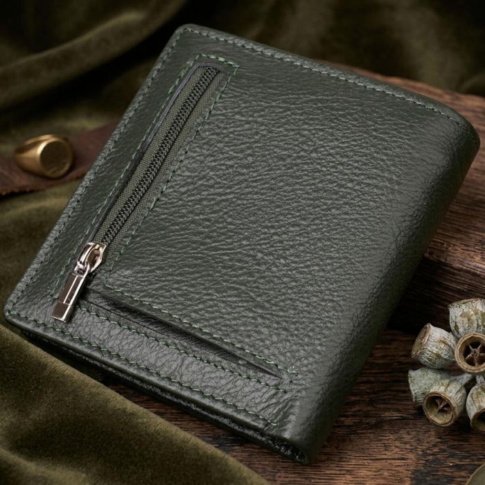 Жіночий гаманець на магніті з натуральної шкіри ST Leather 23093 зелений
