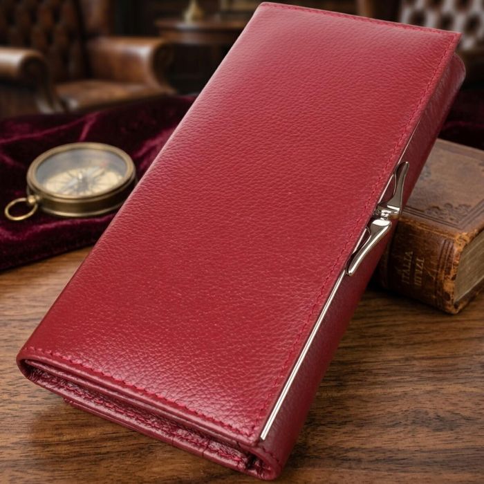 Елегантний гаманець для жінок з монетницею із натуральної шкіри ST Leather 23107 бордовий