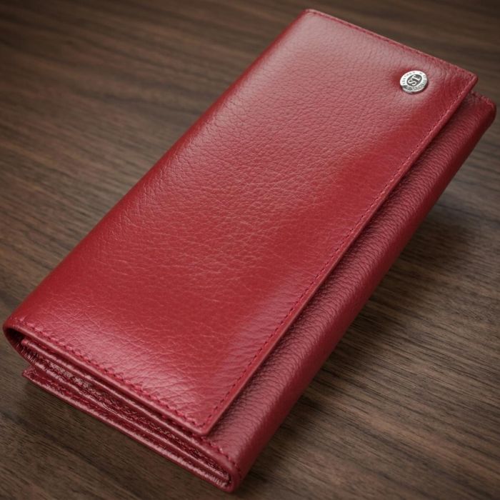 Елегантний гаманець для жінок з монетницею із натуральної шкіри ST Leather 23107 бордовий