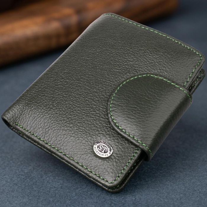 Вертикальный женский кошелек из натуральной кожи ST Leather 23070 зеленый