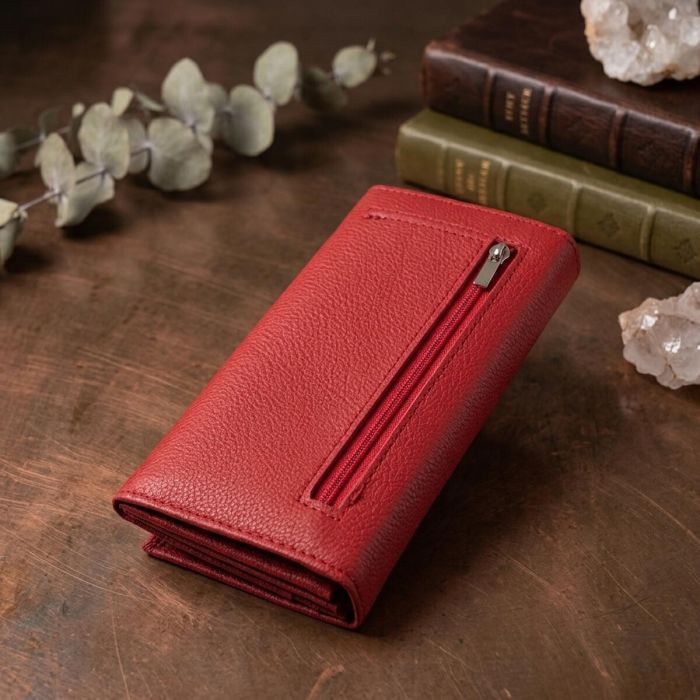 Яркий вертикальный кошелек из натуральной кожи ST Leather 23087 красный
