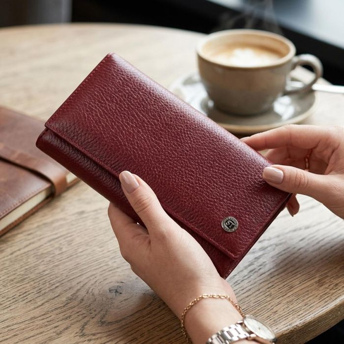 Практичный кошелек для женщин из натуральной кожи ST Leather 23098 бордовый